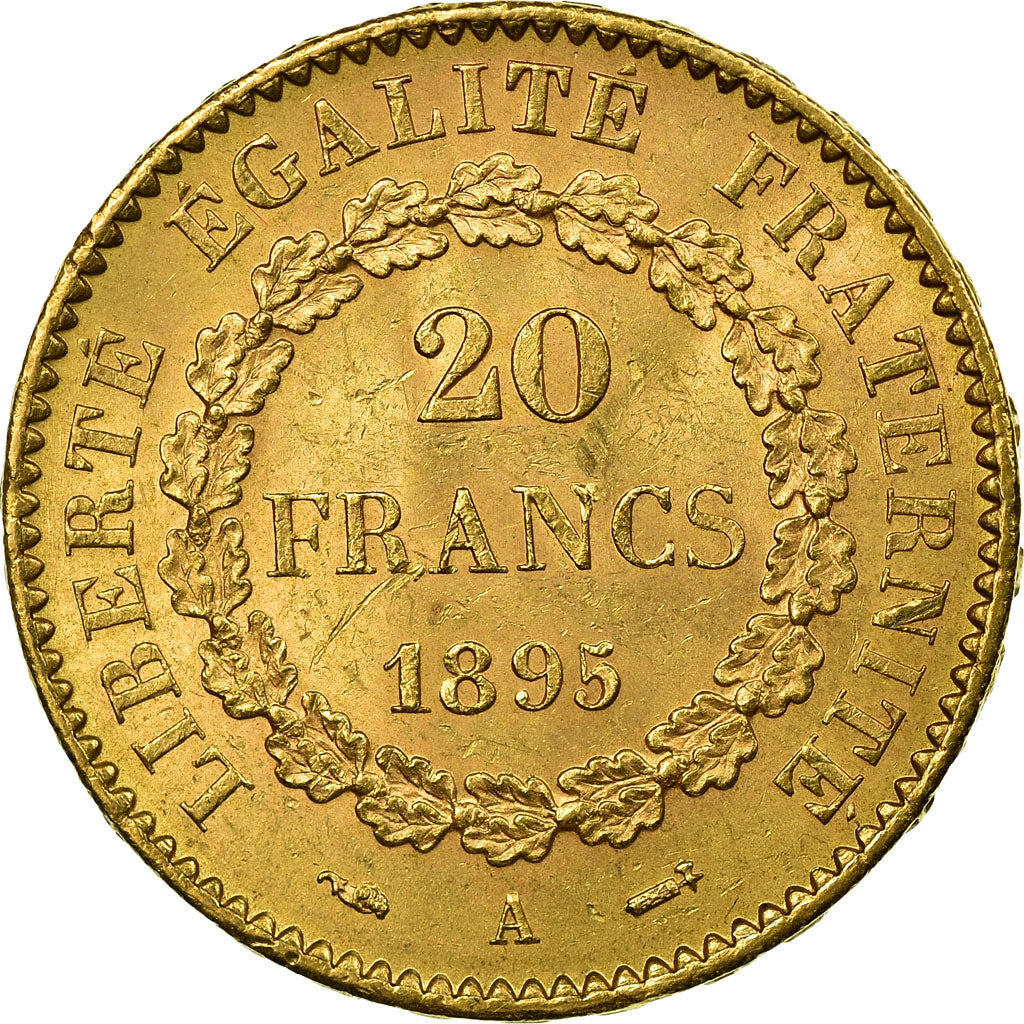 Moneda, Francia, Génie, 20 Francs, 1895, Paris, MBC+, Oro, KM:825, Gadoury:1063