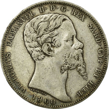 Moeda, ESTADOS ITALIANOS, SARDINIA, Vittorio Emanuele II, 5 Lire, 1860, Torino