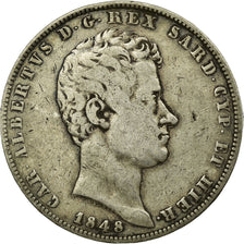 Munten, Italiaanse staten, SARDINIA, Carlo Alberto, 5 Lire, 1848, Genoa, FR+
