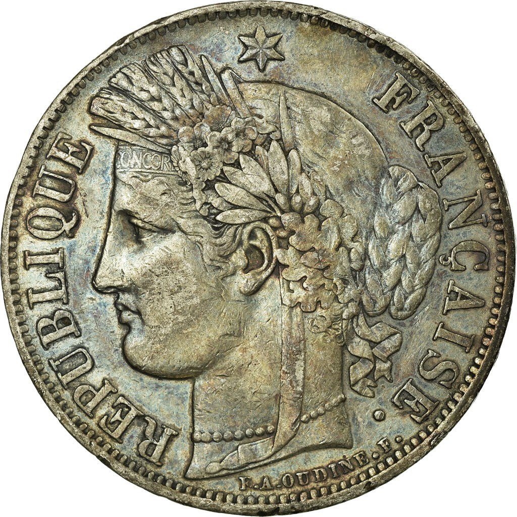 Moneta, Francia, Cérès, 5 Francs, 1850, Strasbourg, BB, Argento, KM:761.2