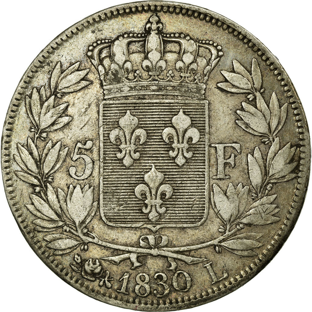 Munten, Frankrijk, Charles X, 5 Francs, 1830, Bayonne, ZF, Zilver, KM:728.8