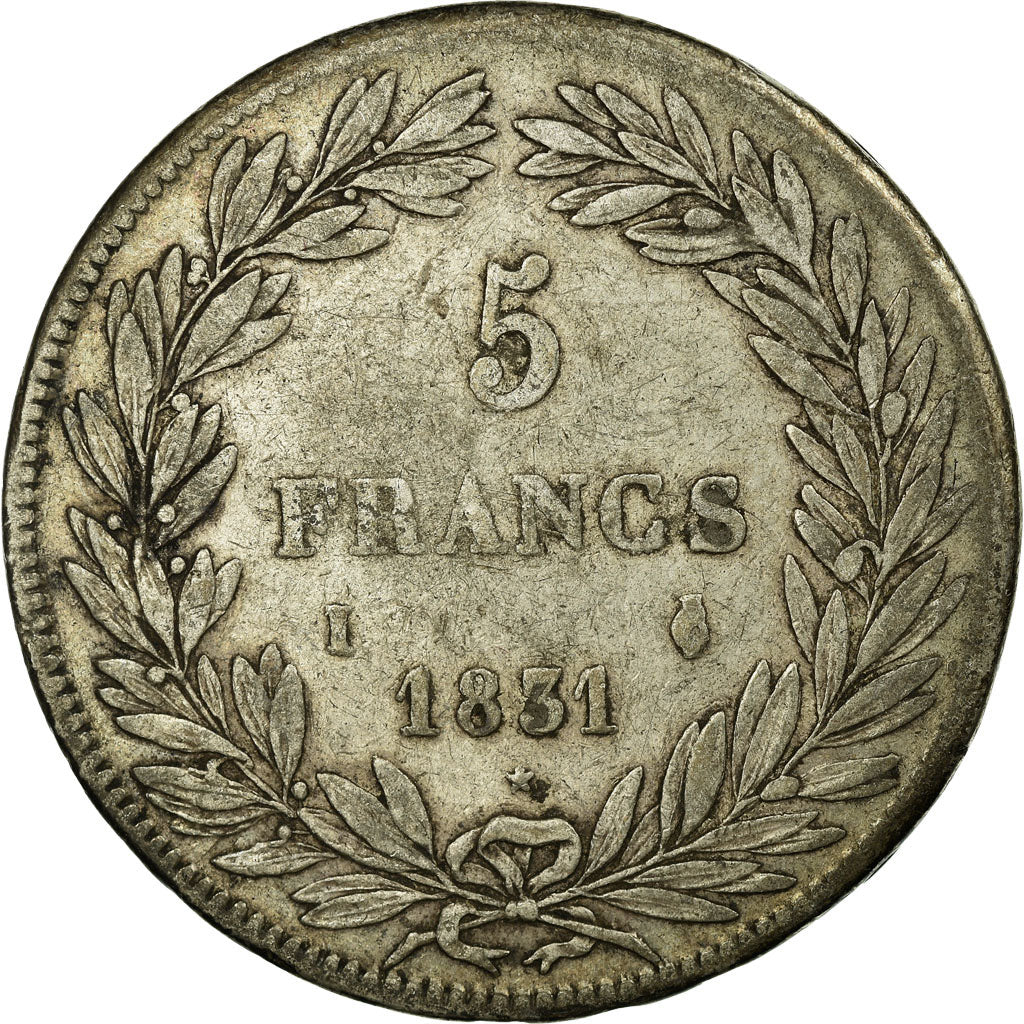 Moneta, Francia, Louis-Philippe, 5 Francs, 1831, Limoges, MB+, Argento