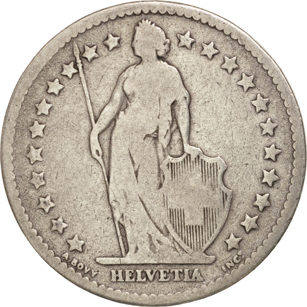 Switzerland, 2 Francs, 1874, Bern, Silver, KM:21