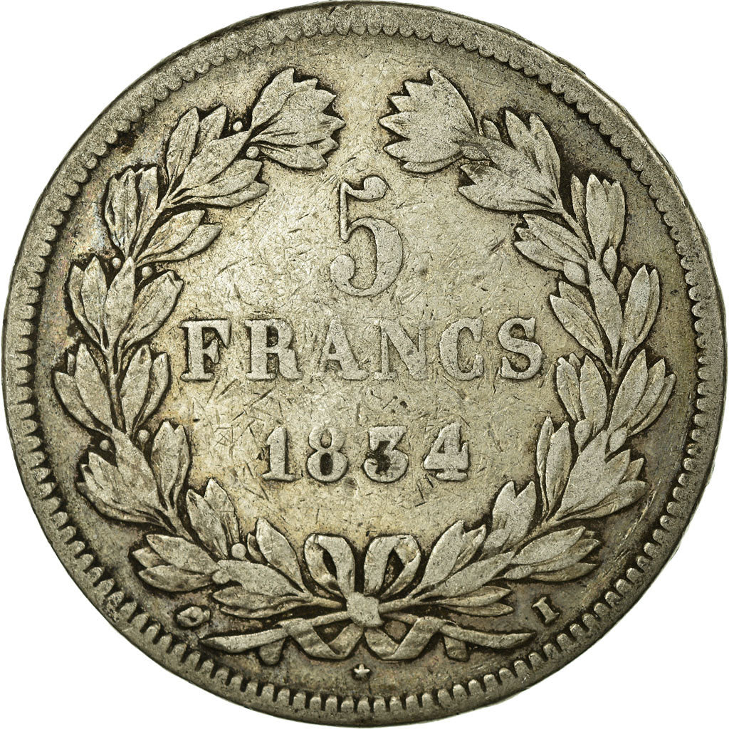Monnaie, France, Louis-Philippe, 5 Francs, 1834, Limoges, TB+, Argent