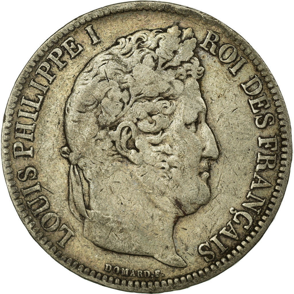 Moeda, França, Louis-Philippe, 5 Francs, 1831, Lyon, VF(20-25), Prata