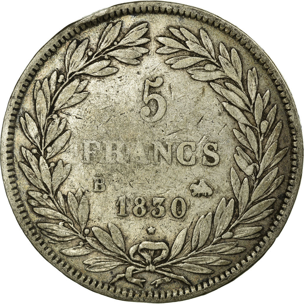 Coin, France, Louis-Philippe, 5 Francs, 1830, Rouen, VF(30-35), Silver