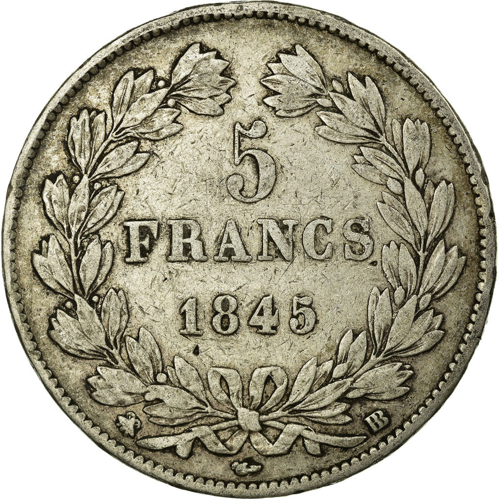 Monnaie, France, Louis-Philippe, 5 Francs, 1845, Strasbourg, TB+, Argent
