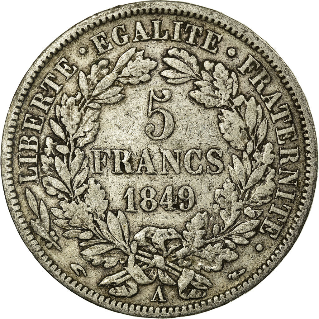 Münze, Frankreich, Cérès, 5 Francs, 1849, Paris, S+, Silber, KM:761.1