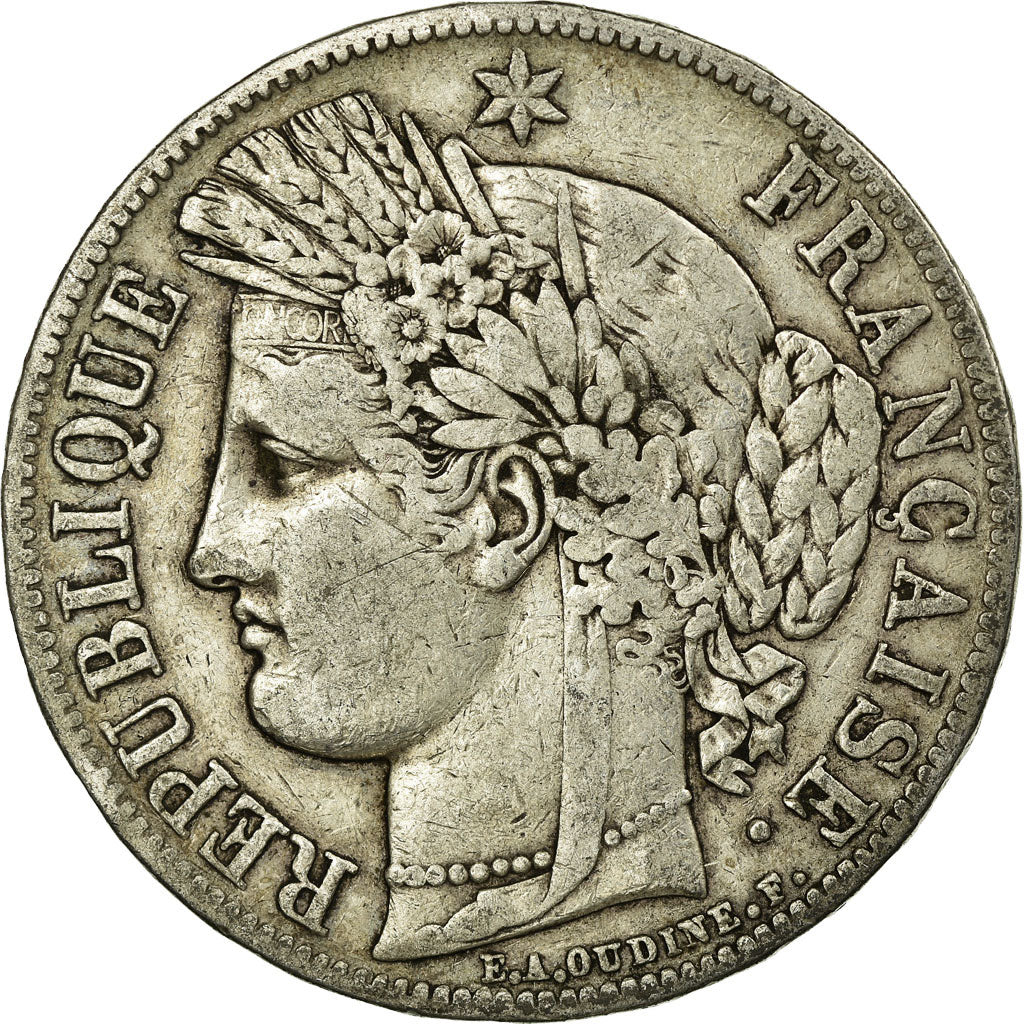 Münze, Frankreich, Cérès, 5 Francs, 1849, Paris, S+, Silber, KM:761.1
