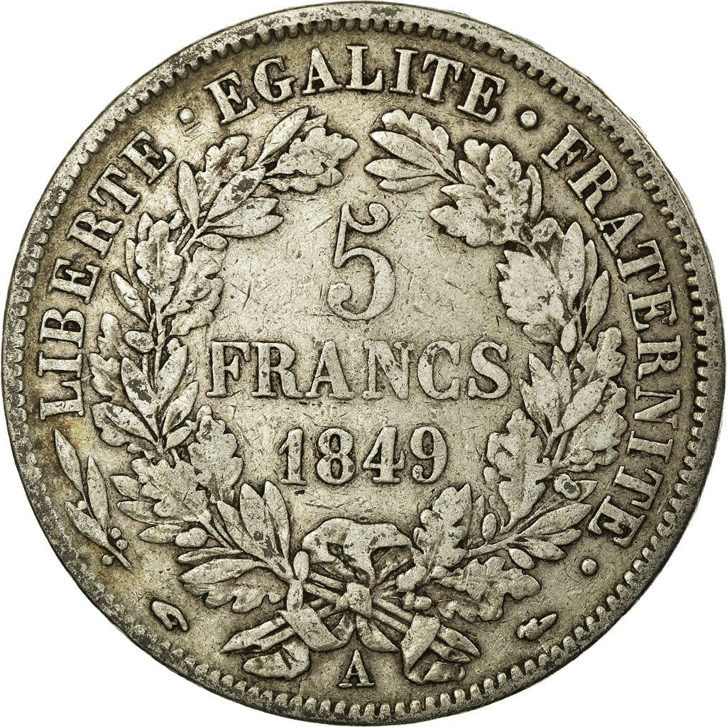 Münze, Frankreich, Cérès, 5 Francs, 1849, Paris, S+, Silber, KM:761.1