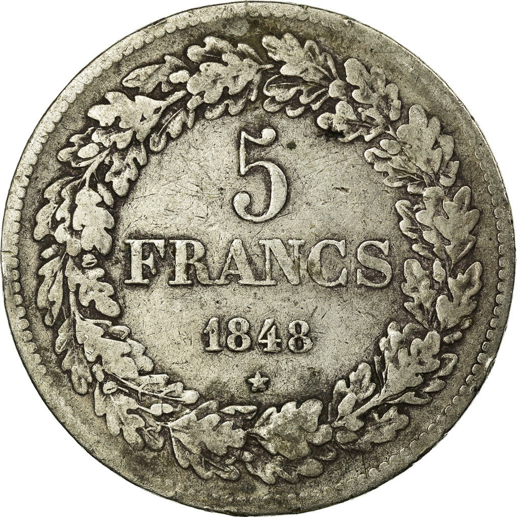 Coin, Belgium, Leopold I, 5 Francs, 5 Frank, 1848, VF(20-25), Silver, KM:3.2