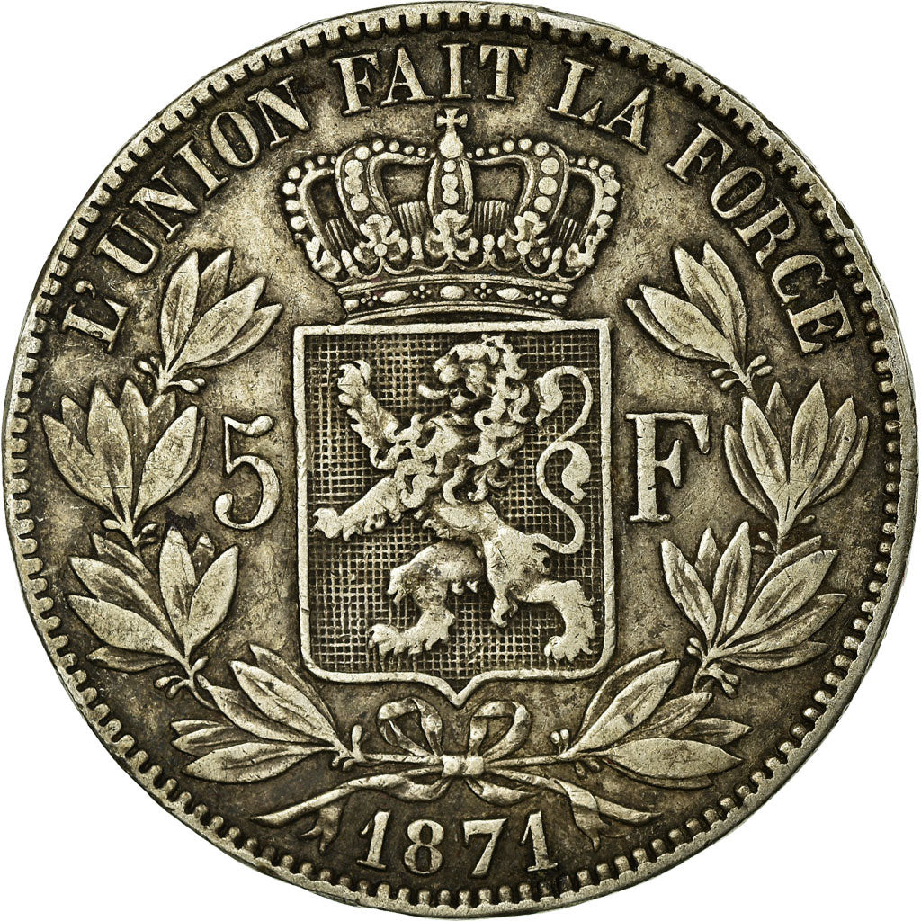 Coin, Belgium, Leopold II, 5 Francs, 5 Frank, 1871, EF(40-45), Silver, KM:24