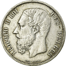 Moneta, Belgio, Leopold II, 5 Francs, 5 Frank, 1873, BB, Argento, KM:24