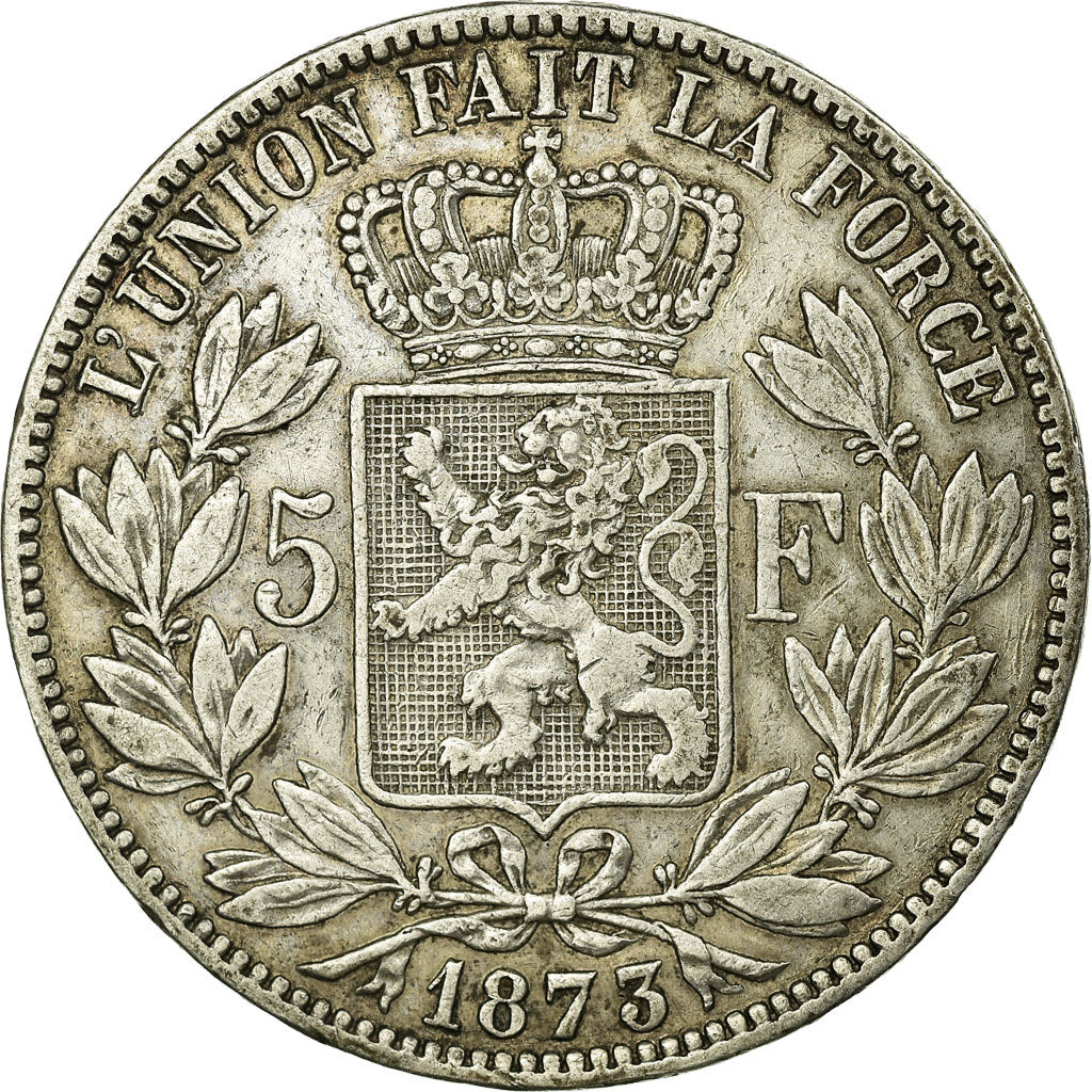 Moneta, Belgio, Leopold II, 5 Francs, 5 Frank, 1873, BB, Argento, KM:24