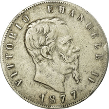 Moneta, Italia, Vittorio Emanuele II, 5 Lire, 1877, Rome, MB+, Argento, KM:8.4