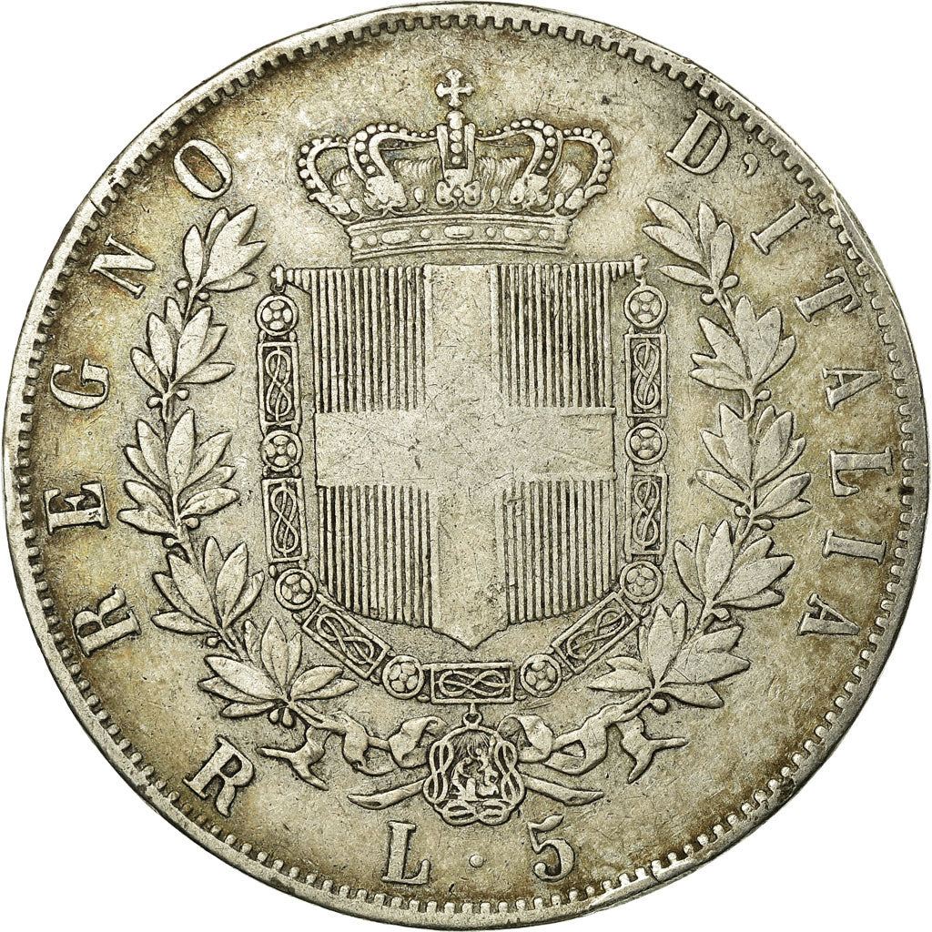 Moneta, Italia, Vittorio Emanuele II, 5 Lire, 1877, Rome, MB+, Argento, KM:8.4