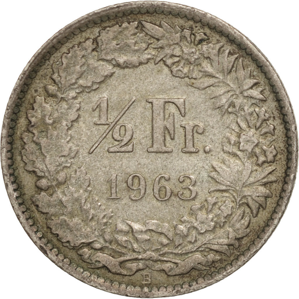 Switzerland, 1/2 Franc, 1963, Bern, EF(40-45), Silver, KM:23
