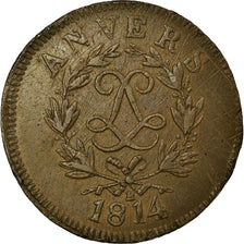 Coin, FRENCH STATES, ANTWERP, 10 Centimes, 1814, Anvers, EF(40-45), Bronze
