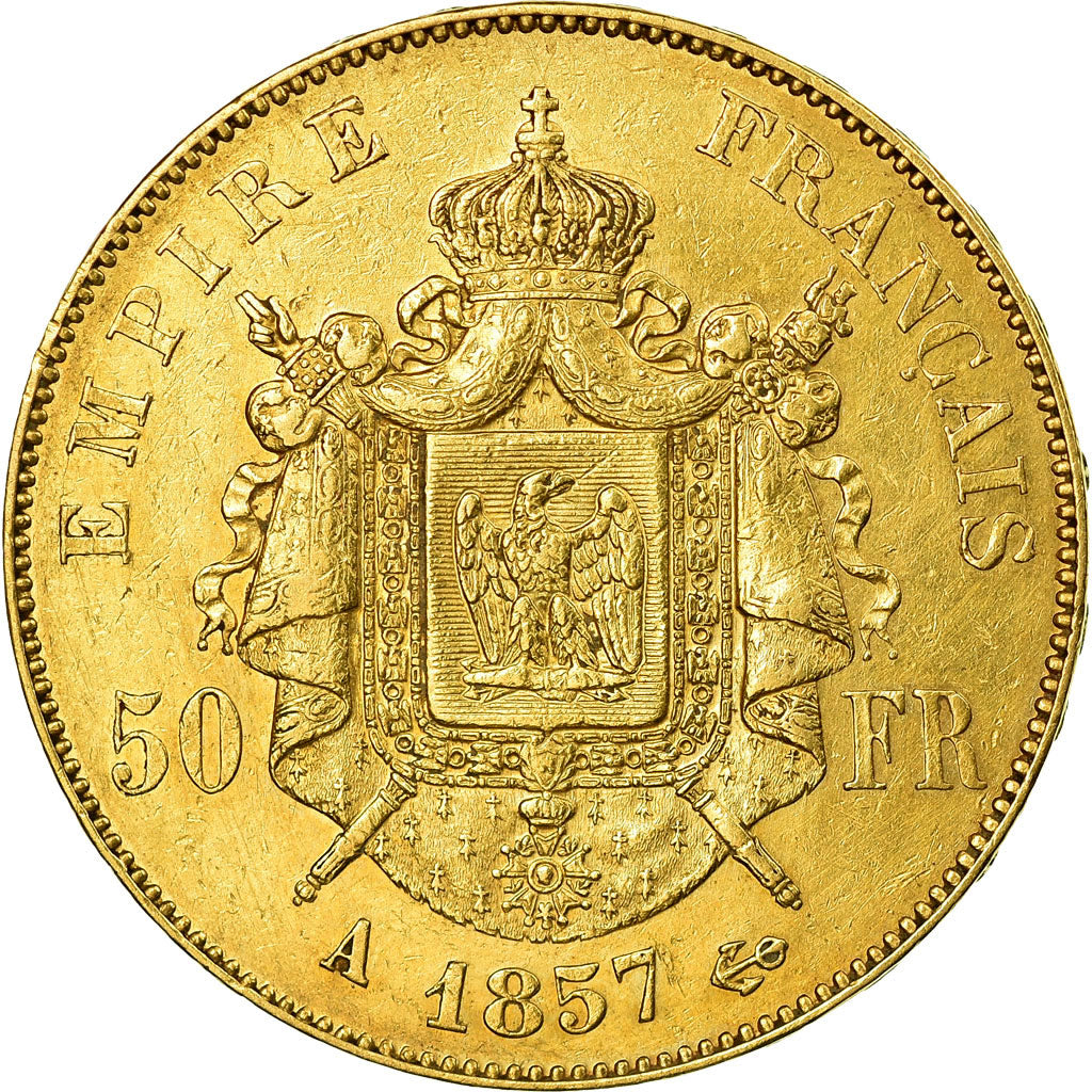 Coin, France, Napoleon III, 50 Francs, 1857, Paris, EF(40-45), Gold, KM 785.1
