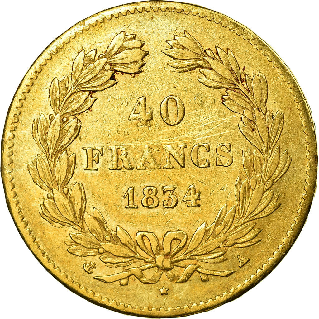 Coin, France, Louis-Philippe, 40 Francs, 1834, Paris, EF(40-45), Gold, KM:747.1