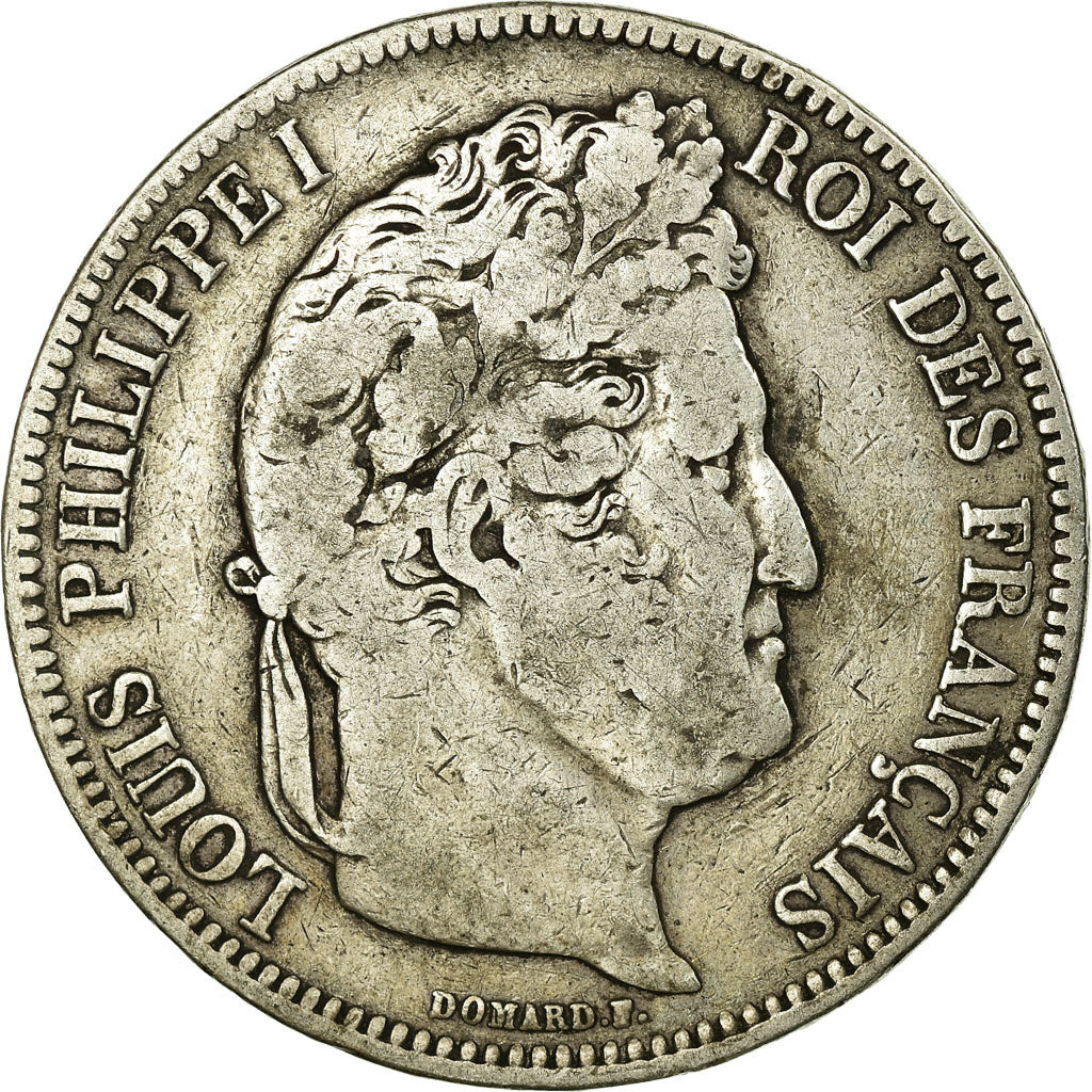 Coin, France, Louis-Philippe, 5 Francs, 1843, Strasbourg, VF(20-25), Silver
