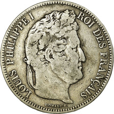 Coin, France, Louis-Philippe, 5 Francs, 1843, Strasbourg, VF(20-25), Silver