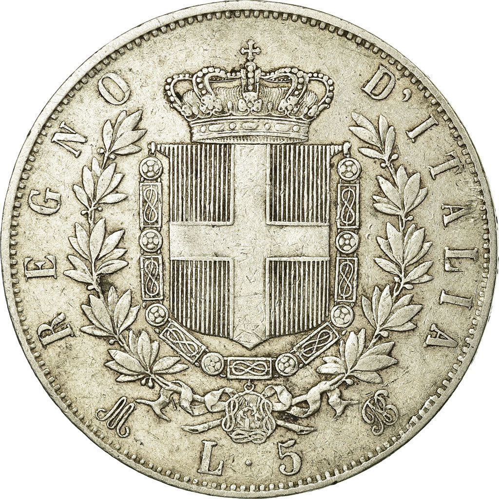 Moeda, Itália, Vittorio Emanuele II, 5 Lire, 1873, Milan, EF(40-45), Prata