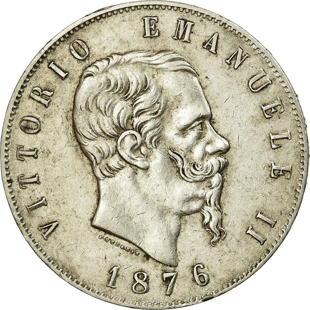 Moeda, Itália, Vittorio Emanuele II, 5 Lire, 1876, Rome, EF(40-45), Prata