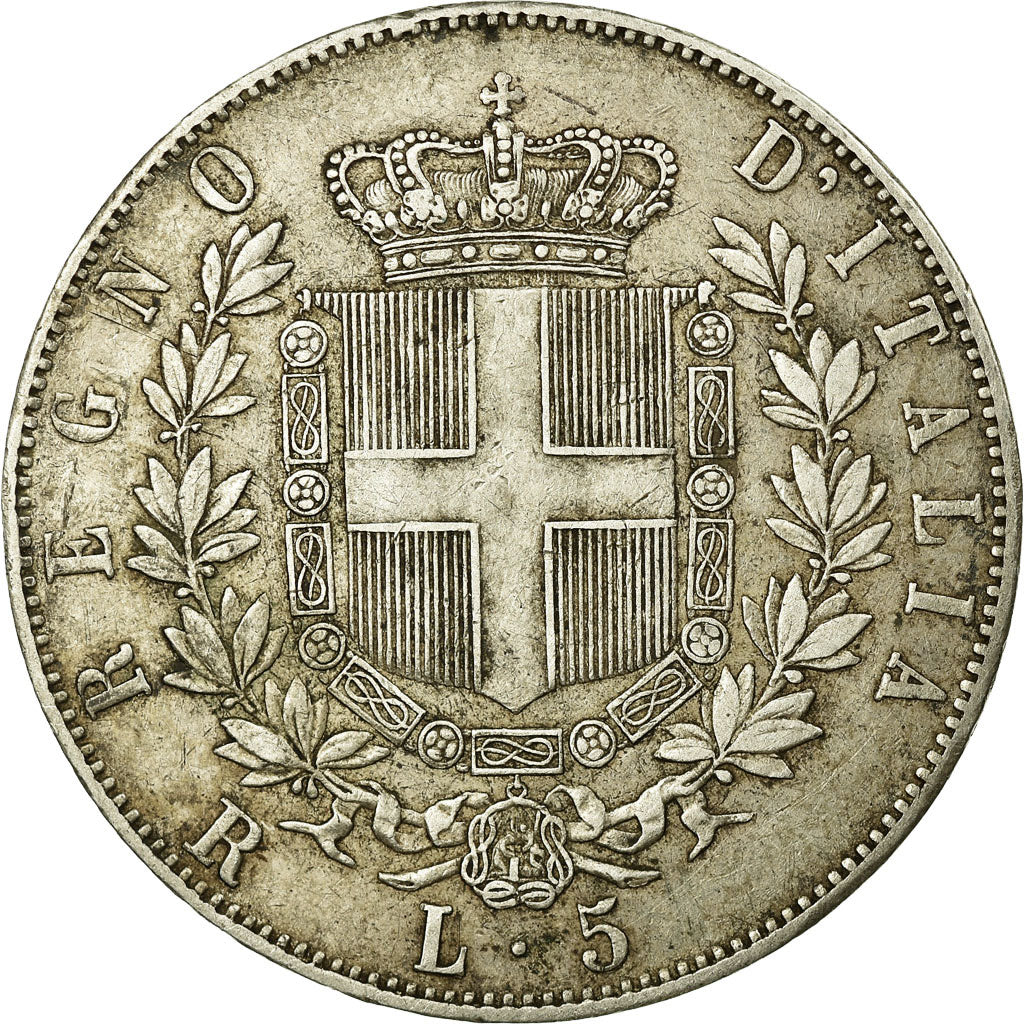 Moeda, Itália, Vittorio Emanuele II, 5 Lire, 1876, Rome, EF(40-45), Prata