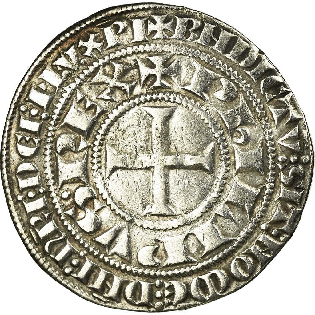 Munten, Frankrijk, Philippe III, Gros Tournois, ZF+, Zilver, Duplessy:202A