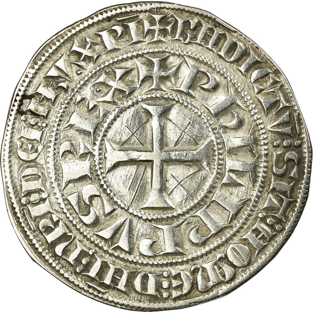 Moneta, Francia, Philip IV, Gros Tournois, BB+, Argento, Duplessy:213B