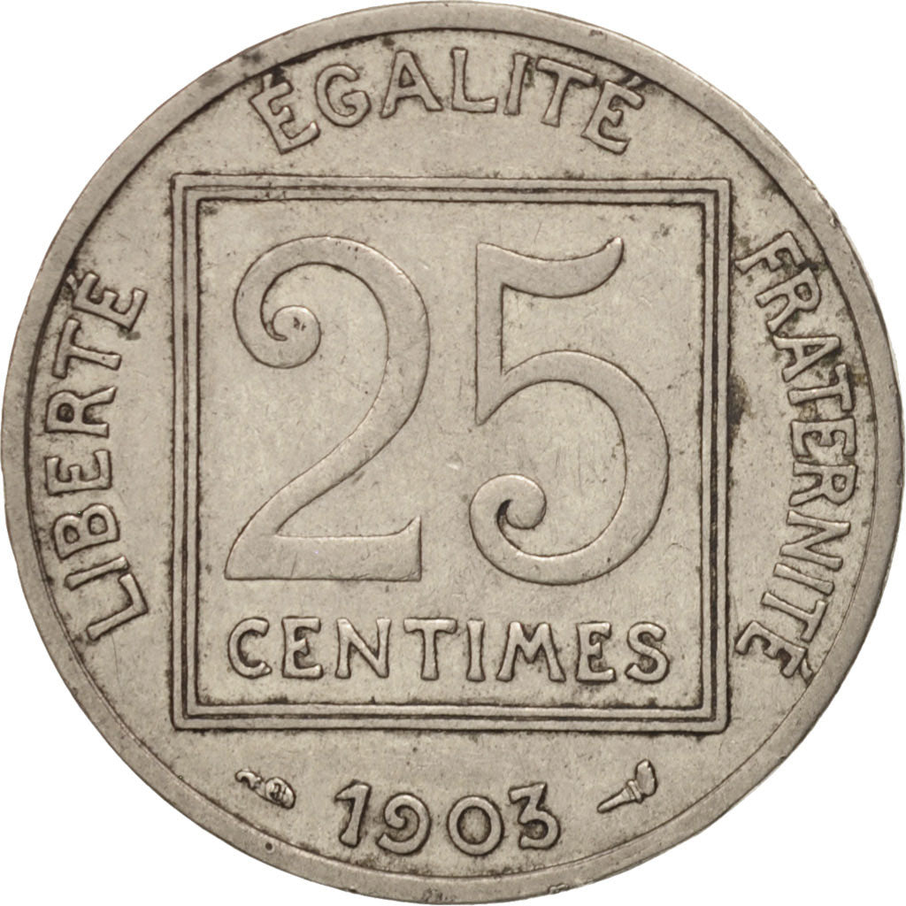 France, Patey, 25 Centimes, 1903, Paris, Nickel, KM:855, Gadoury:362