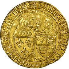 Moeda, França, Henri VI de Lancastre, Salut d'or, Rouen, AU(55-58), Dourado