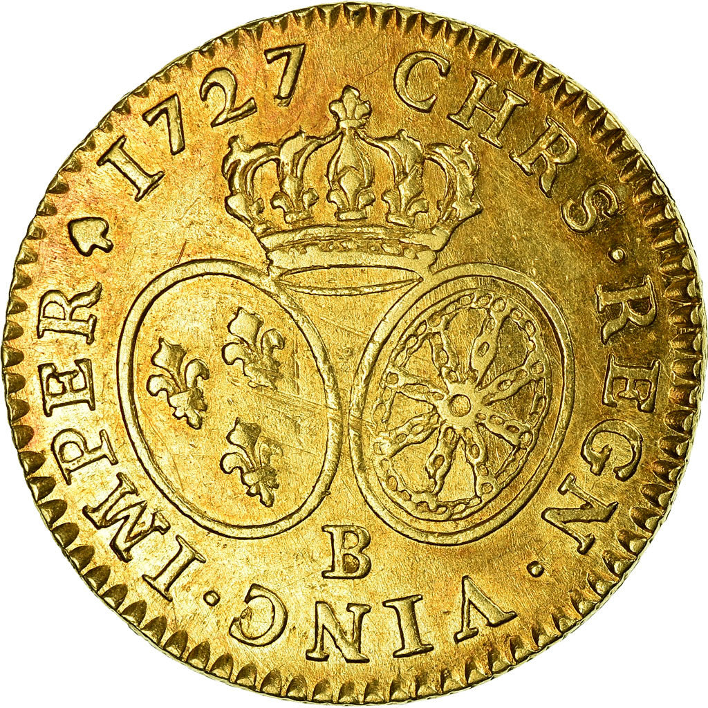 Münze, Frankreich, Louis XV, Louis d'or aux lunettes, Louis d'Or, 1727, Rouen
