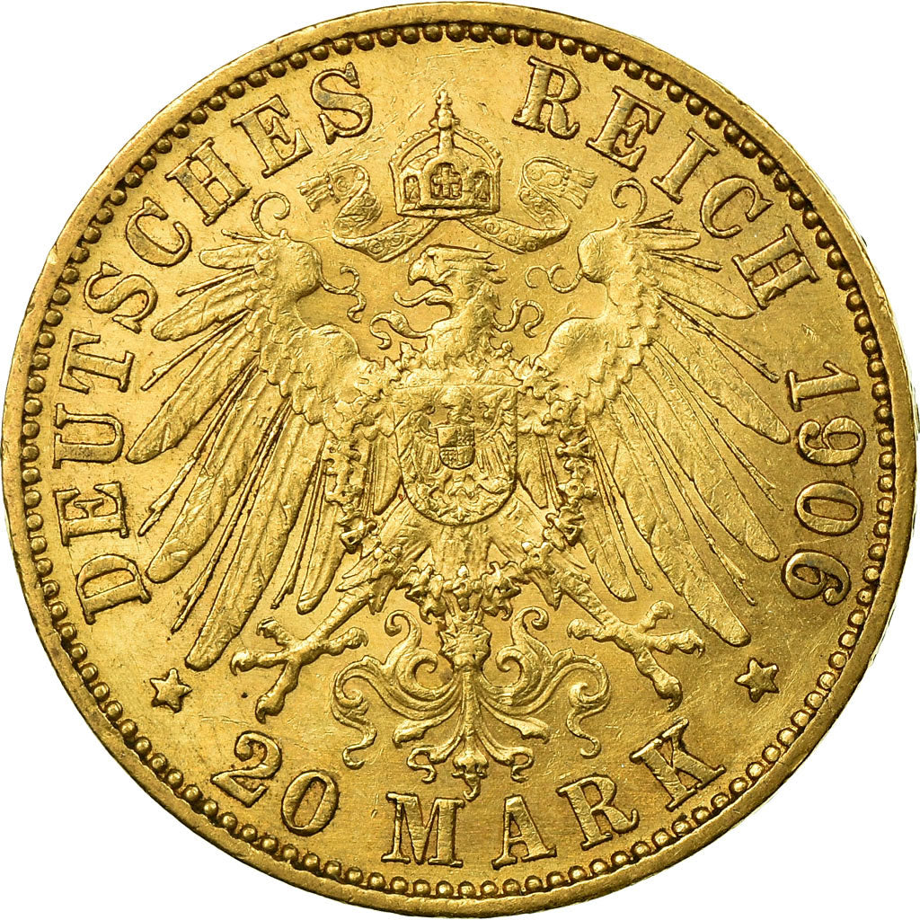 Moneda, Estados alemanes, PRUSSIA, Wilhelm II, 20 Mark, 1906, Berlin, MBC+, Oro