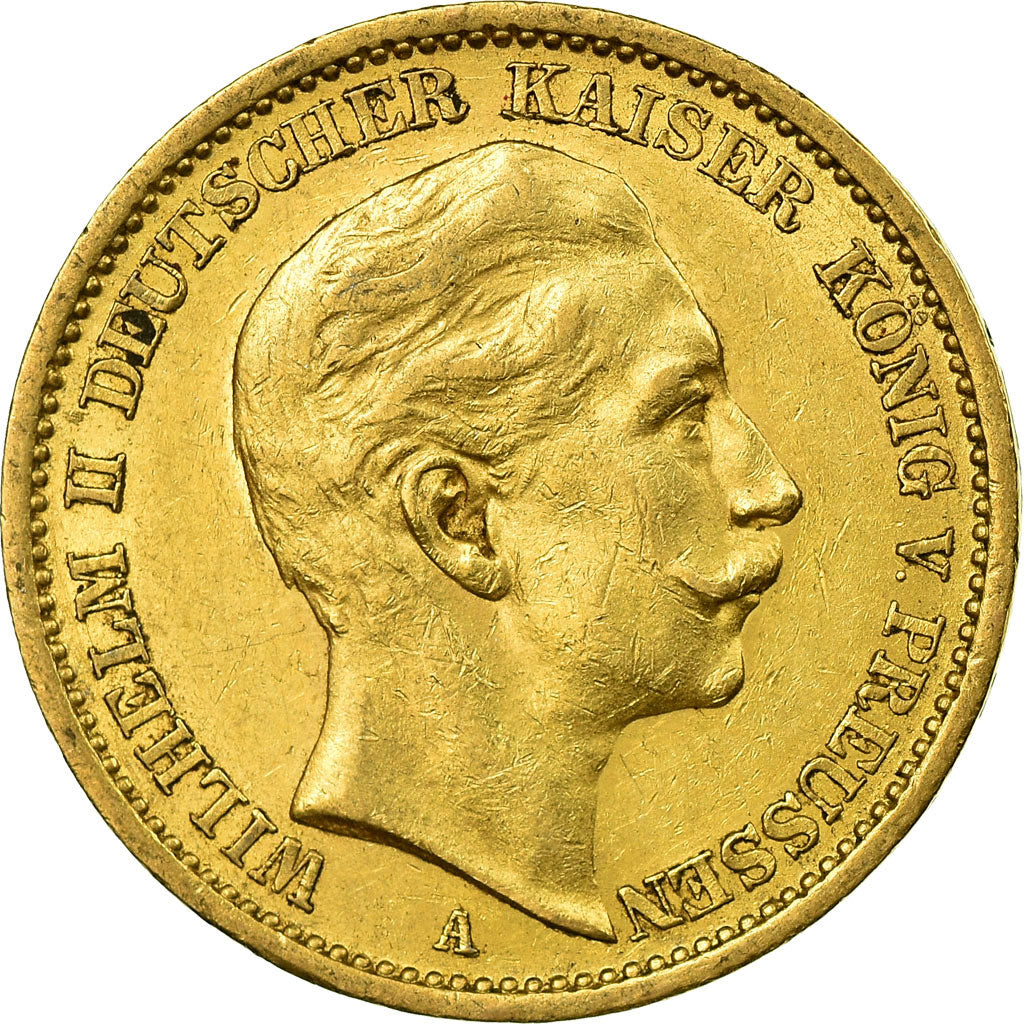 Moneda, Estados alemanes, PRUSSIA, Wilhelm II, 20 Mark, 1908, Berlin, MBC, Oro