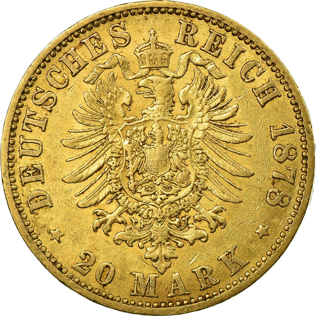 Moneda, Estados alemanes, PRUSSIA, Wilhelm I, 20 Mark, 1878, Berlin, MBC, Oro