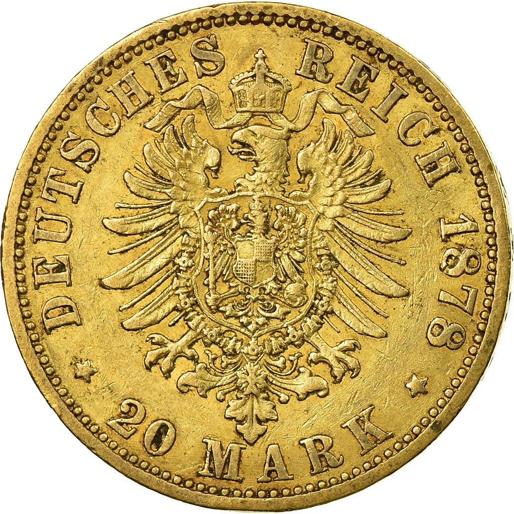 Moneda, Estados alemanes, PRUSSIA, Wilhelm I, 20 Mark, 1878, Berlin, MBC, Oro