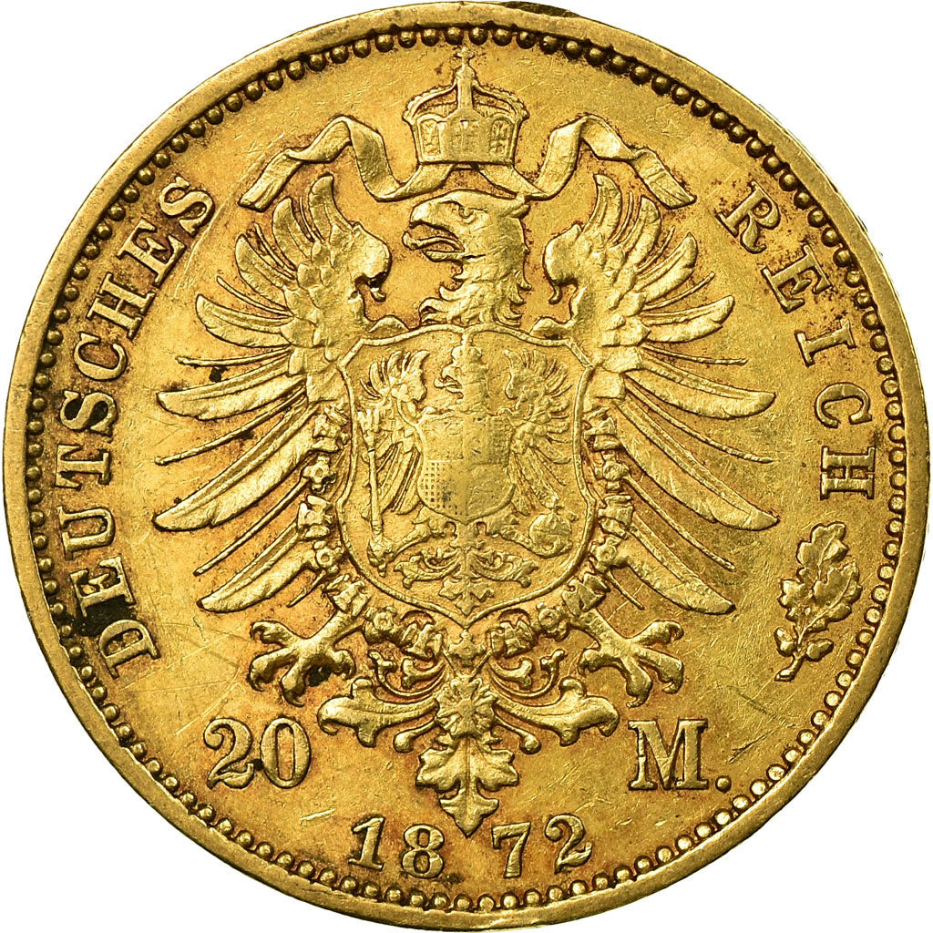 Moneda, Estados alemanes, PRUSSIA, Wilhelm I, 20 Mark, 1872, Berlin, EBC, Oro