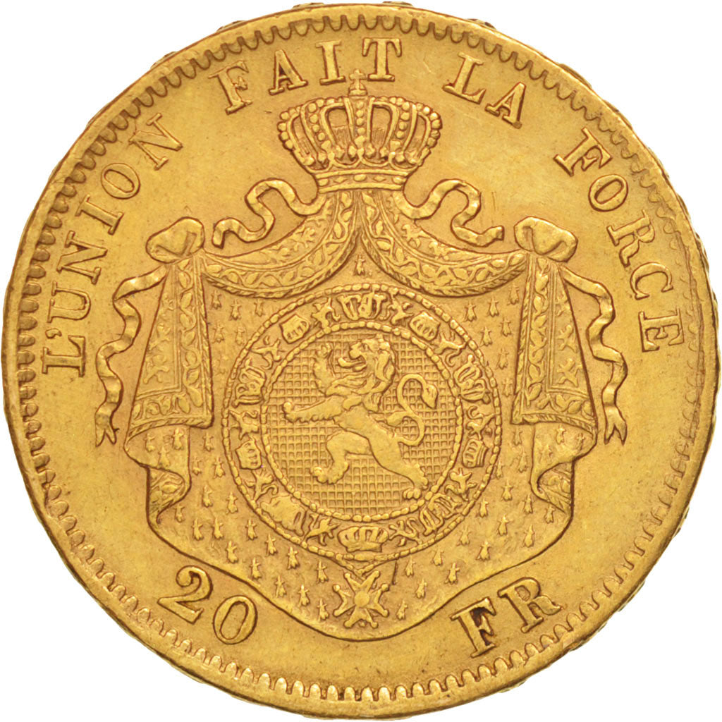 Belgium, Leopold II, 20 Francs, 20 Frank, 1871, Gold, KM:37