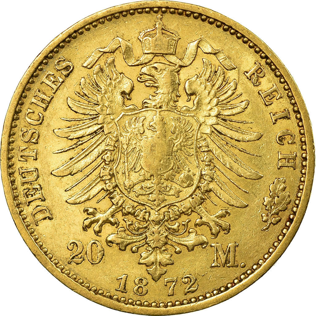 Monnaie, Etats allemands, PRUSSIA, Wilhelm I, 20 Mark, 1872, Berlin, TTB+, Or