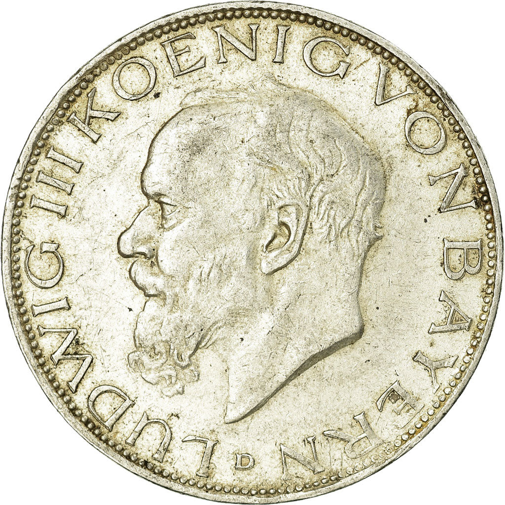 Moneta, Stati tedeschi, BAVARIA, Ludwig III, 3 Mark, 1914, Munich, BB, Argento