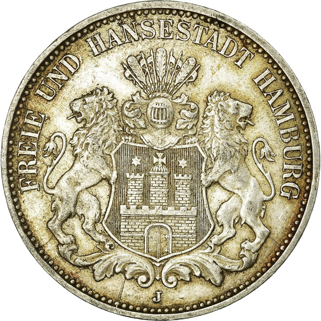 Monnaie, Etats allemands, HAMBURG, 3 Mark, 1909, Hamburg, TTB, Argent, KM:620