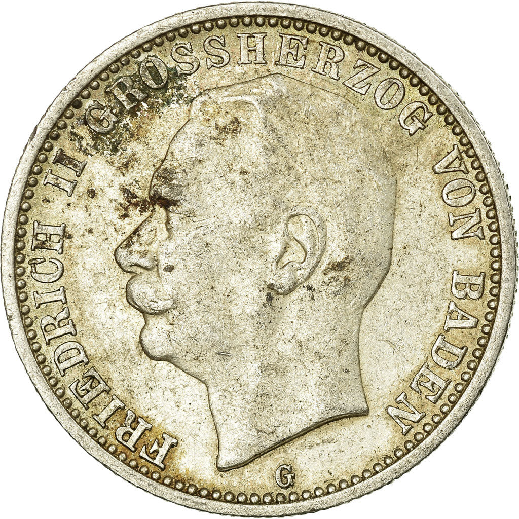 Moneta, Stati tedeschi, BADEN, Friedrich II, 2 Mark, 1913, Stuttgart, BB