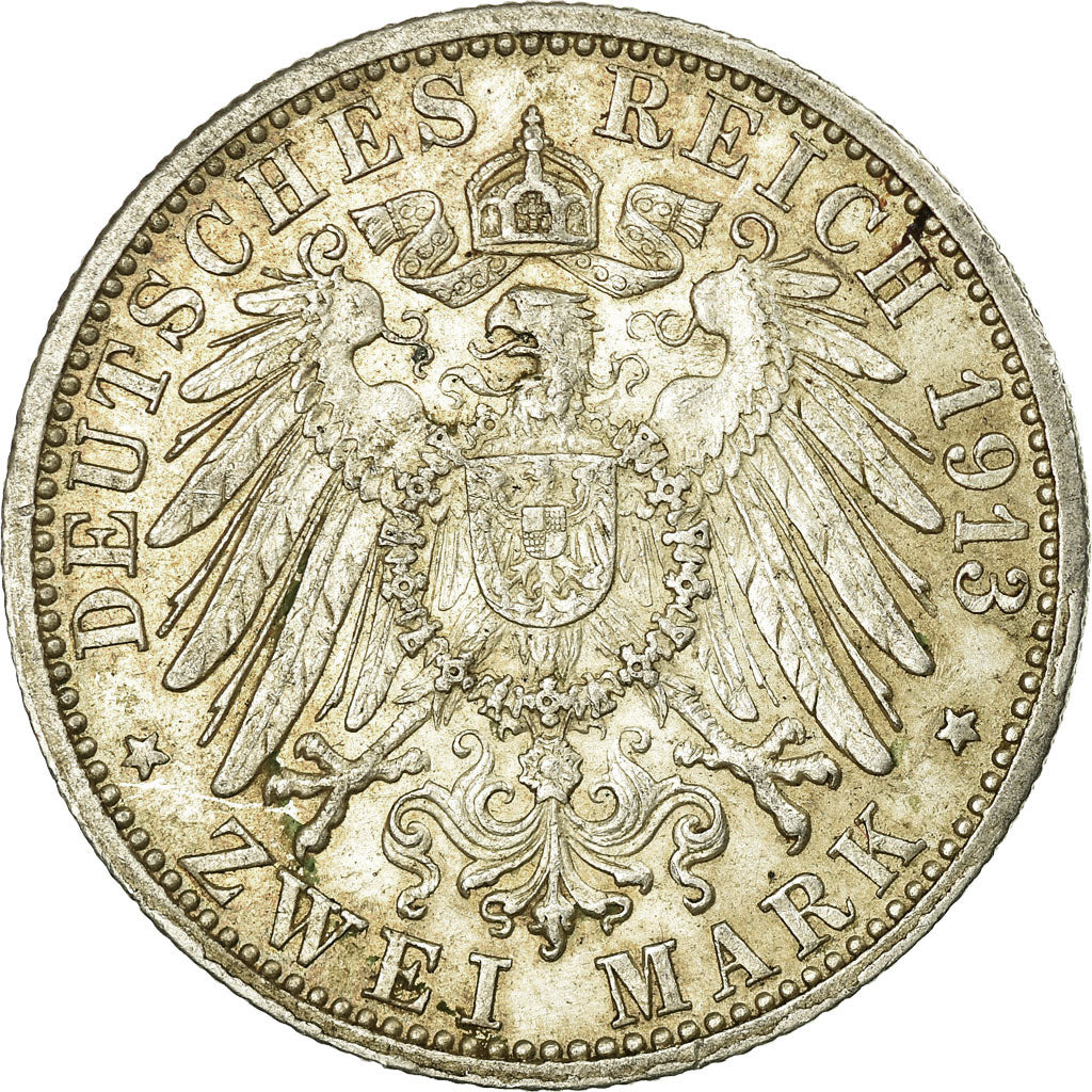 Moneta, Stati tedeschi, BADEN, Friedrich II, 2 Mark, 1913, Stuttgart, BB