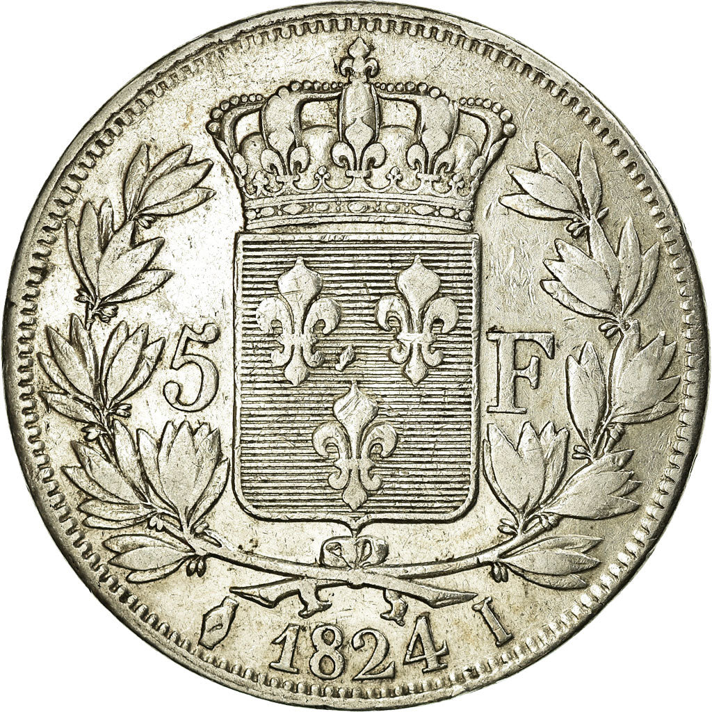 Coin, France, Louis XVIII, 5 Francs, 1824, Limoges, EF(40-45), Silver, KM:711.6