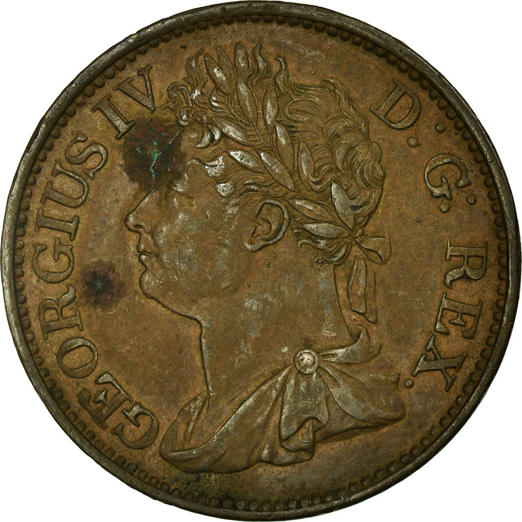 Moneta, Irlanda, George IV, 1/2 Penny, 1822, SPL-, Rame, KM:150