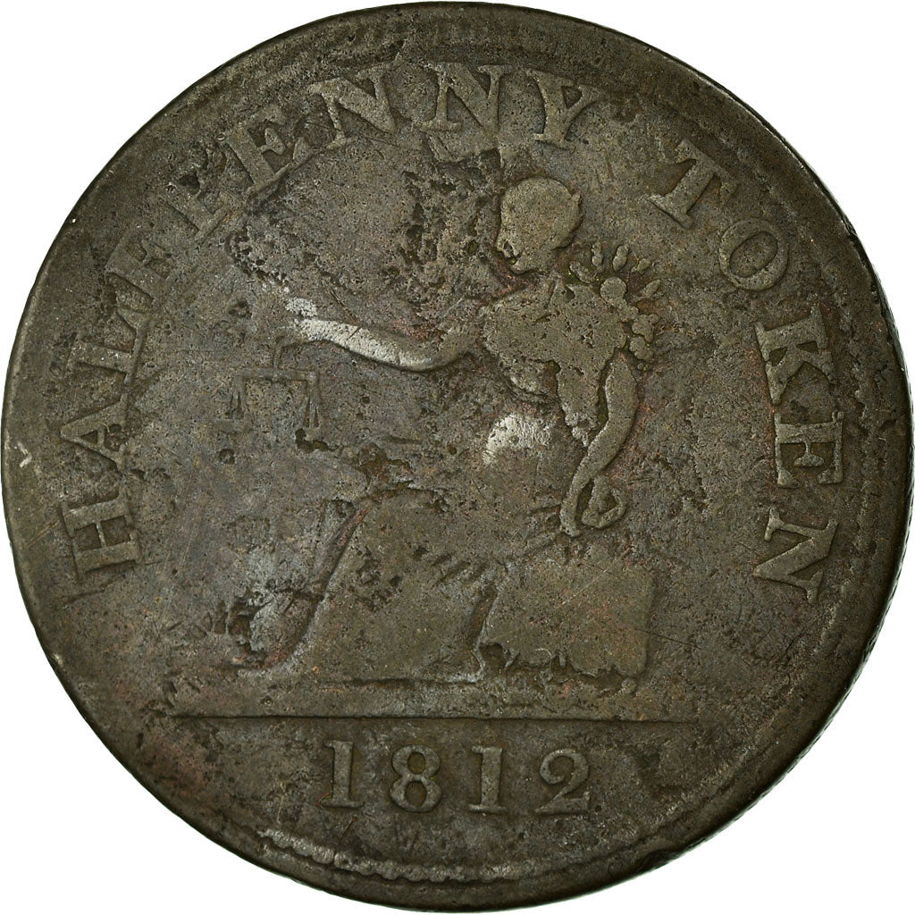 Coin, Canada, LOWER CANADA, Halfpenny Token, 1812, VF(20-25), Brass