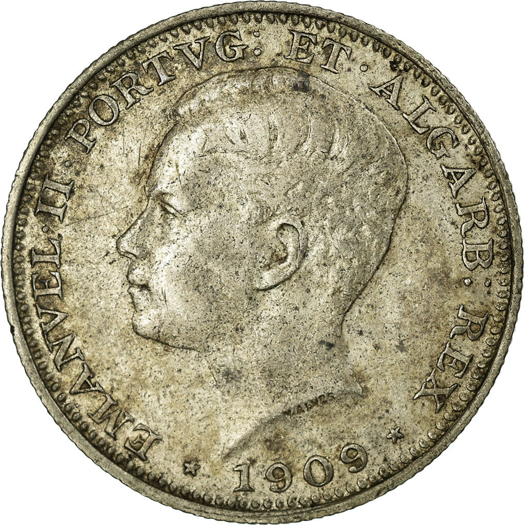 Coin, Portugal, Manuel II, 200 Reis, 1909, Paris, EF(40-45), Silver, KM:549