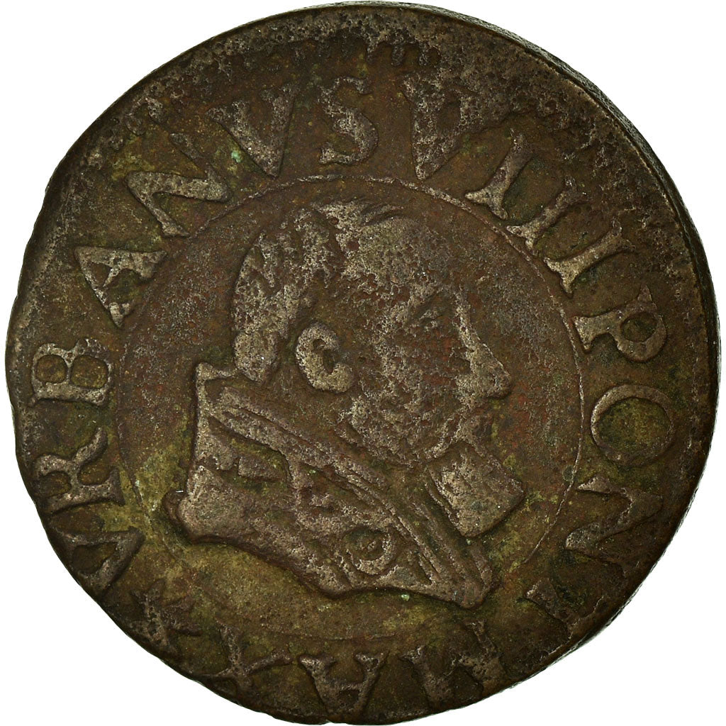 Monnaie, FRENCH STATES, URBAIN VIII, Quattrino, 1640, Avignon, TTB, Cuivre